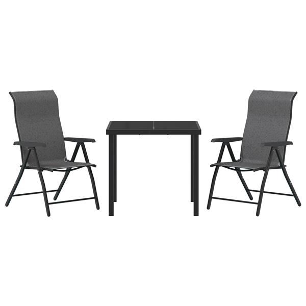 Grote foto vidaxl tuin eetset 3 pcs grijs poly riet tuin en terras tuinmeubelen