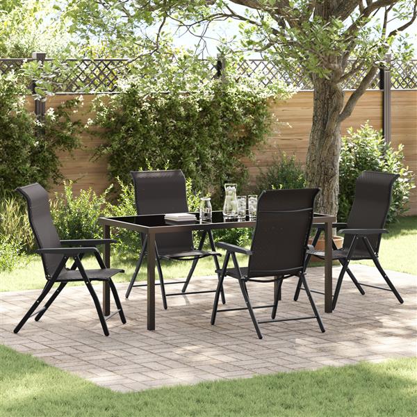 Grote foto vidaxl tuin eetset 5 pcs zwarte koffie poly riet tuin en terras tuinmeubelen