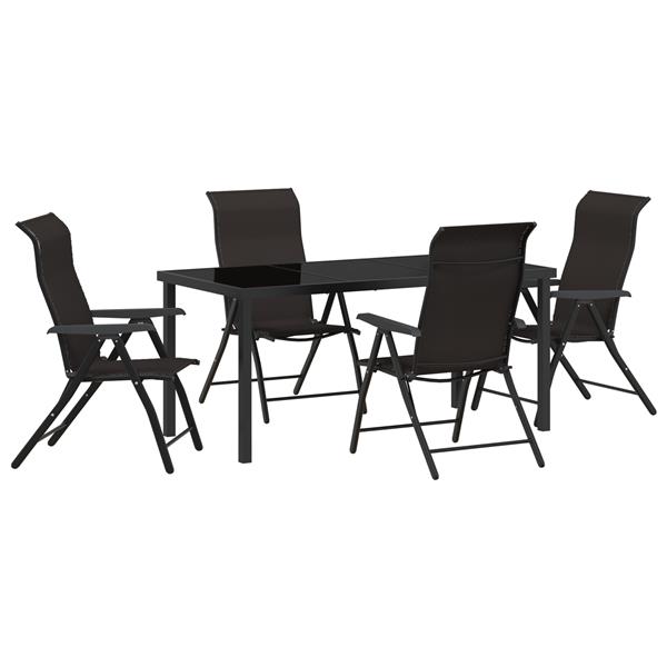 Grote foto vidaxl tuin eetset 5 pcs zwarte koffie poly riet tuin en terras tuinmeubelen