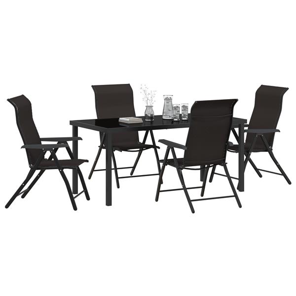 Grote foto vidaxl tuin eetset 5 pcs zwarte koffie poly riet tuin en terras tuinmeubelen