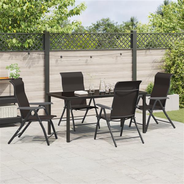Grote foto vidaxl tuin eetset 5 pcs zwarte koffie poly riet tuin en terras tuinmeubelen