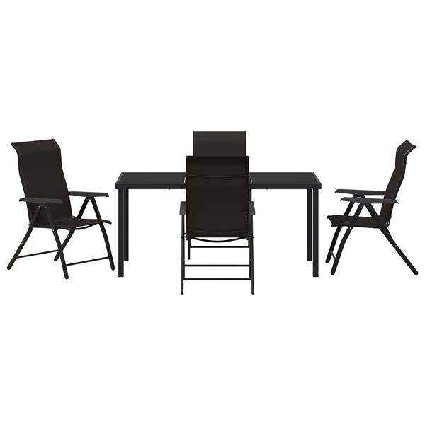 Grote foto vidaxl tuin eetset 5 pcs zwarte koffie poly riet tuin en terras tuinmeubelen