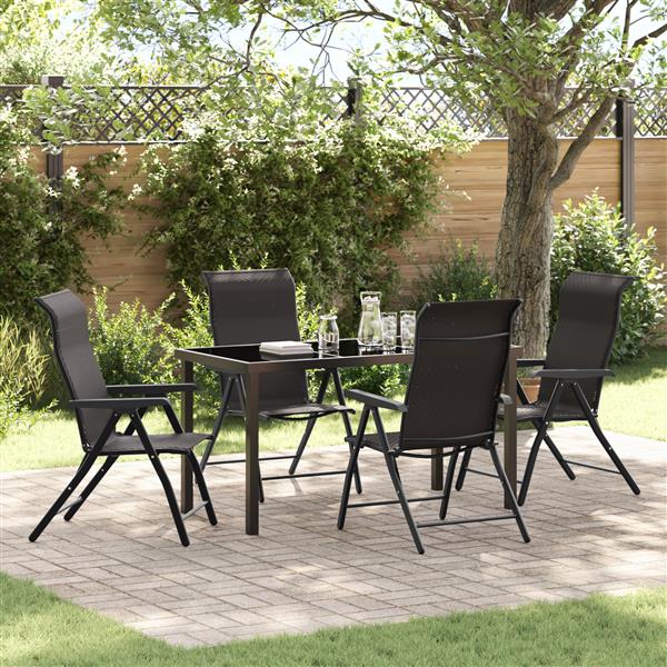 Grote foto vidaxl tuin eetset 5 pcs zwarte koffie poly riet tuin en terras tuinmeubelen