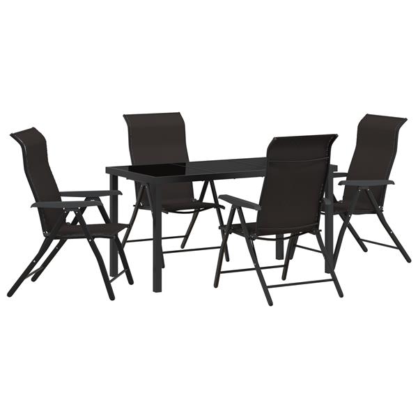 Grote foto vidaxl tuin eetset 5 pcs zwarte koffie poly riet tuin en terras tuinmeubelen