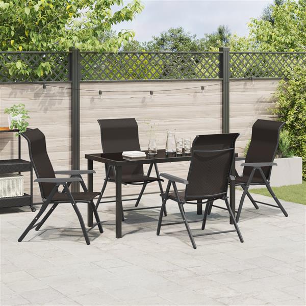 Grote foto vidaxl tuin eetset 5 pcs zwarte koffie poly riet tuin en terras tuinmeubelen