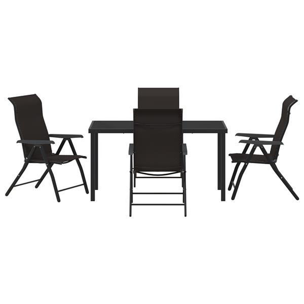 Grote foto vidaxl tuin eetset 5 pcs zwarte koffie poly riet tuin en terras tuinmeubelen