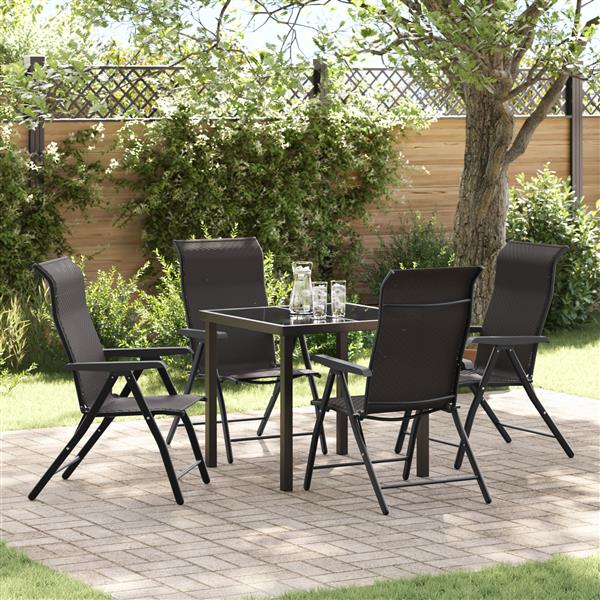 Grote foto vidaxl tuin eetset 5 pcs zwarte koffie poly riet tuin en terras tuinmeubelen