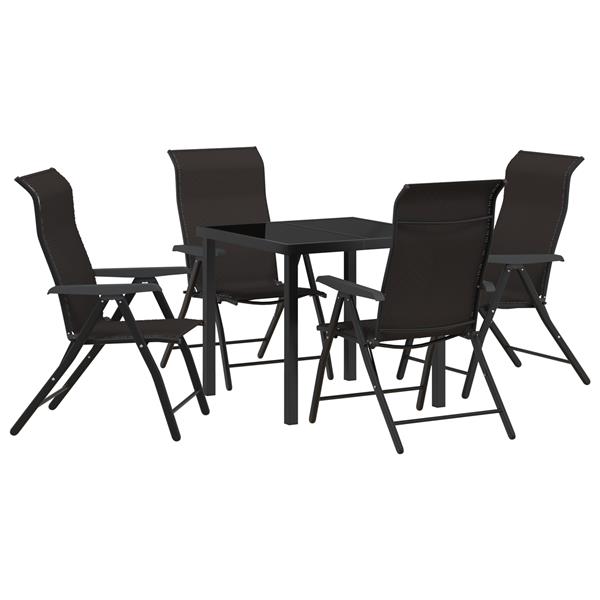 Grote foto vidaxl tuin eetset 5 pcs zwarte koffie poly riet tuin en terras tuinmeubelen