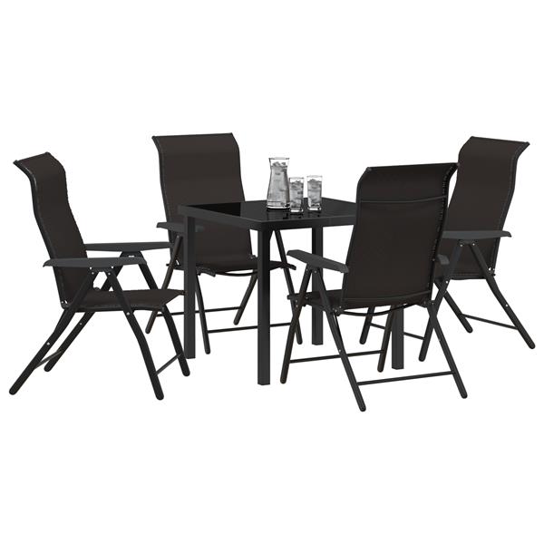 Grote foto vidaxl tuin eetset 5 pcs zwarte koffie poly riet tuin en terras tuinmeubelen