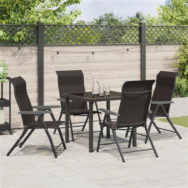 Grote foto vidaxl tuin eetset 5 pcs zwarte koffie poly riet tuin en terras tuinmeubelen