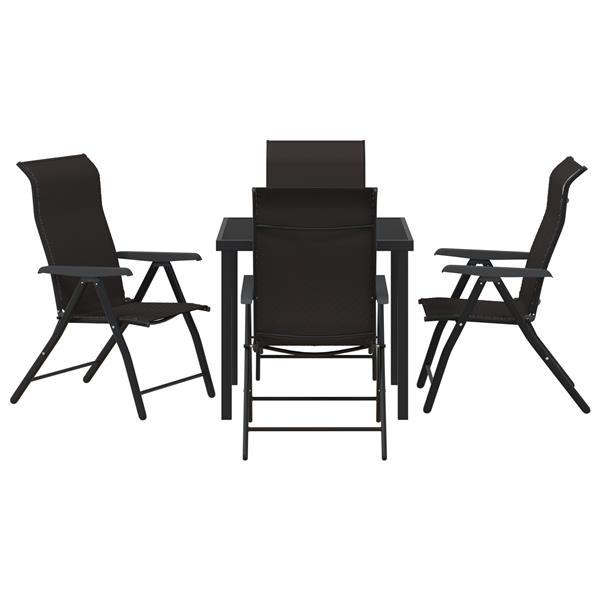 Grote foto vidaxl tuin eetset 5 pcs zwarte koffie poly riet tuin en terras tuinmeubelen