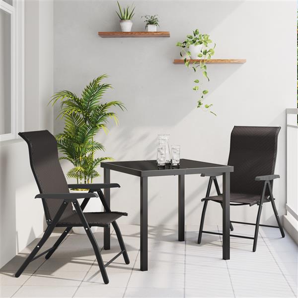 Grote foto vidaxl tuin eetset 3 pcs zwarte koffie poly riet tuin en terras tuinmeubelen