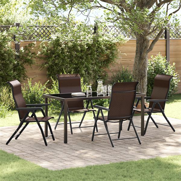 Grote foto vidaxl tuin eetset 5 pcs bruin poly riet tuin en terras tuinmeubelen