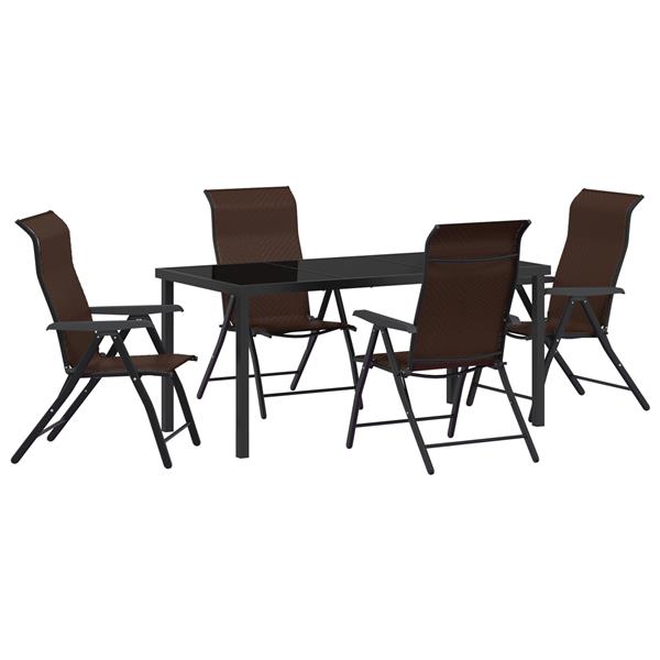 Grote foto vidaxl tuin eetset 5 pcs bruin poly riet tuin en terras tuinmeubelen