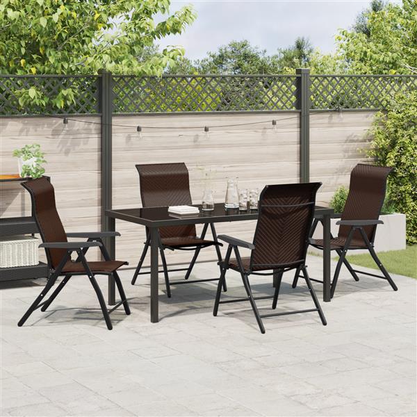 Grote foto vidaxl tuin eetset 5 pcs bruin poly riet tuin en terras tuinmeubelen