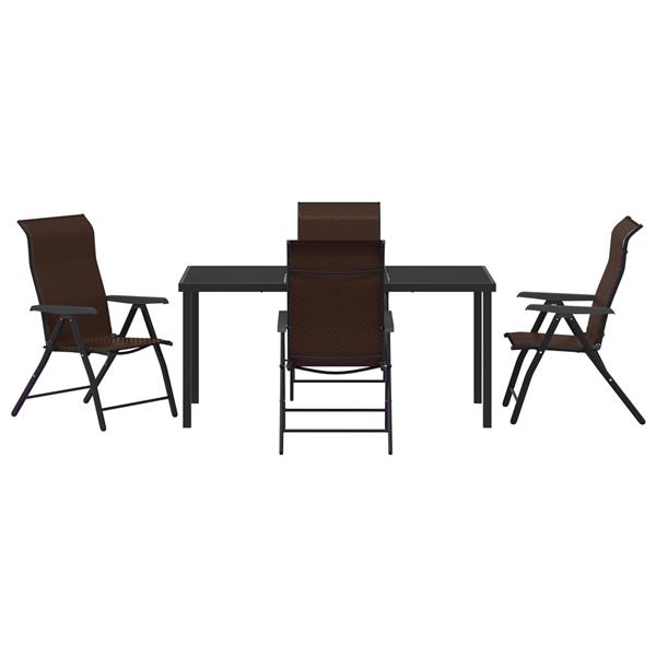 Grote foto vidaxl tuin eetset 5 pcs bruin poly riet tuin en terras tuinmeubelen