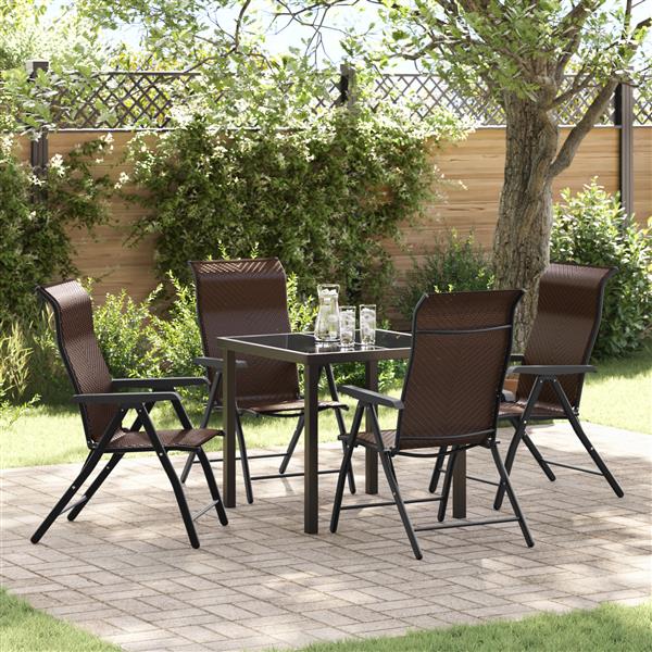 Grote foto vidaxl tuin eetset 5 pcs bruin poly riet tuin en terras tuinmeubelen