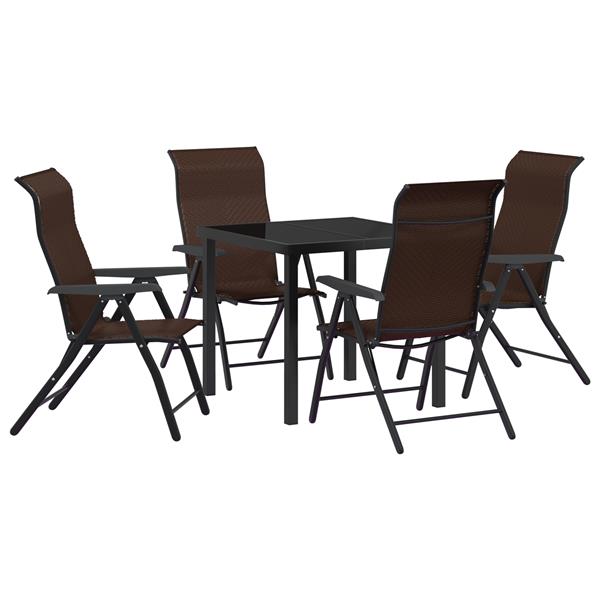 Grote foto vidaxl tuin eetset 5 pcs bruin poly riet tuin en terras tuinmeubelen