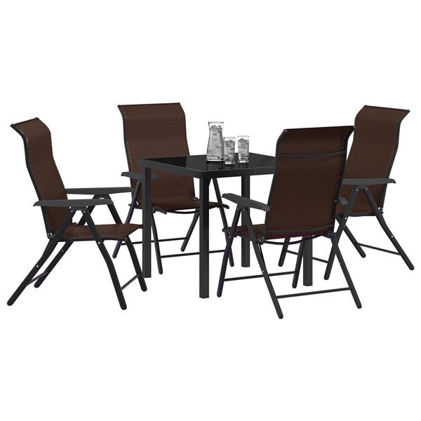 Grote foto vidaxl tuin eetset 5 pcs bruin poly riet tuin en terras tuinmeubelen
