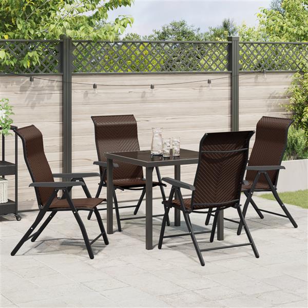Grote foto vidaxl tuin eetset 5 pcs bruin poly riet tuin en terras tuinmeubelen