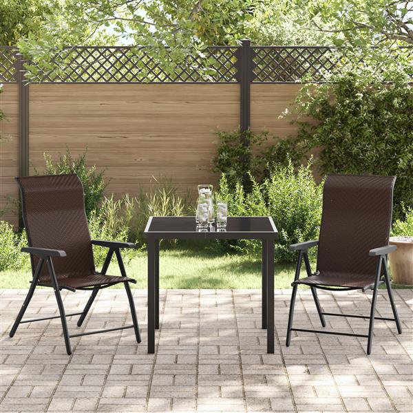 Grote foto vidaxl tuin eetset 3 pcs bruin poly riet tuin en terras tuinmeubelen