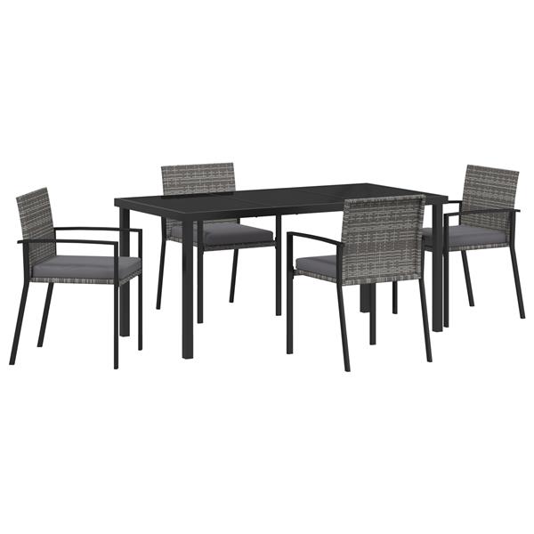 Grote foto vidaxl tuin eetset 5 pcs grijs poly riet tuin en terras tuinmeubelen
