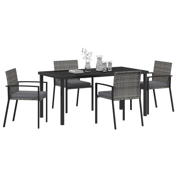Grote foto vidaxl tuin eetset 5 pcs grijs poly riet tuin en terras tuinmeubelen