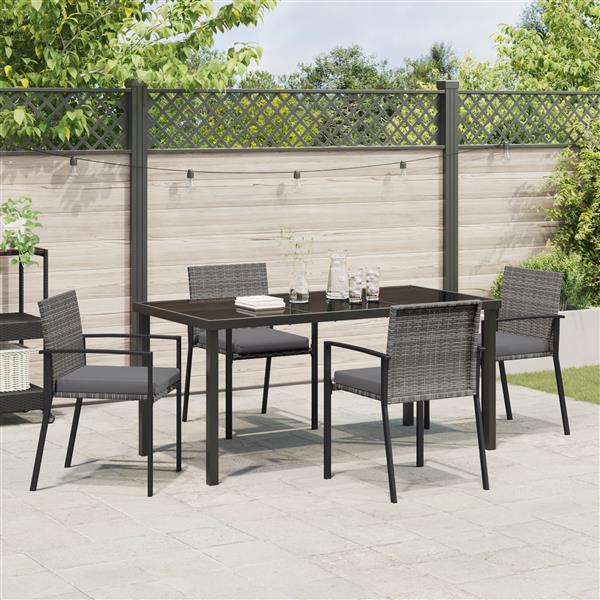 Grote foto vidaxl tuin eetset 5 pcs grijs poly riet tuin en terras tuinmeubelen
