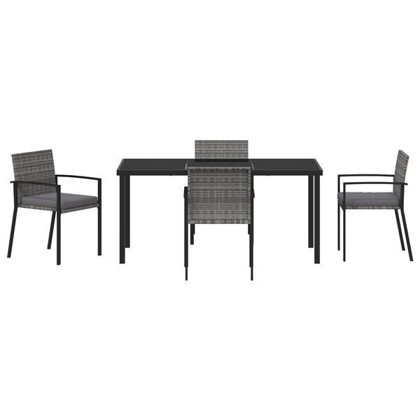 Grote foto vidaxl tuin eetset 5 pcs grijs poly riet tuin en terras tuinmeubelen