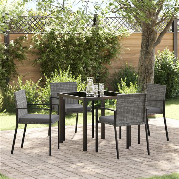Grote foto vidaxl tuin eetset 5 pcs grijs poly riet tuin en terras tuinmeubelen