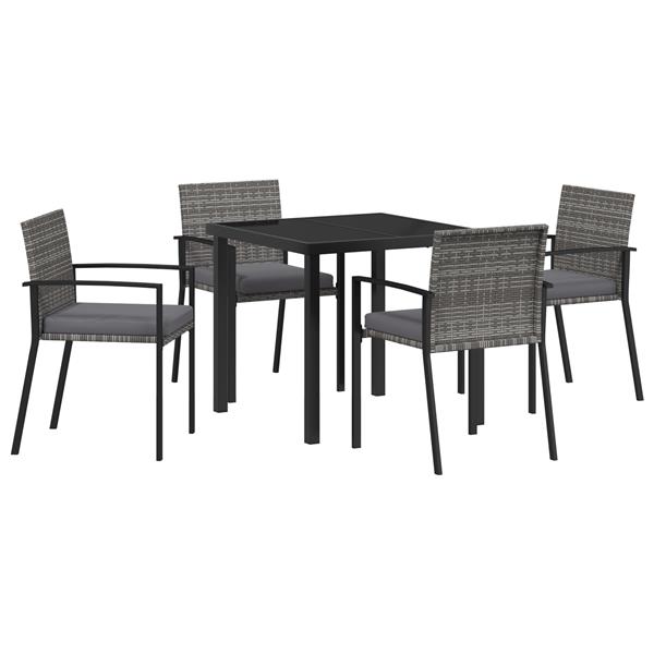 Grote foto vidaxl tuin eetset 5 pcs grijs poly riet tuin en terras tuinmeubelen
