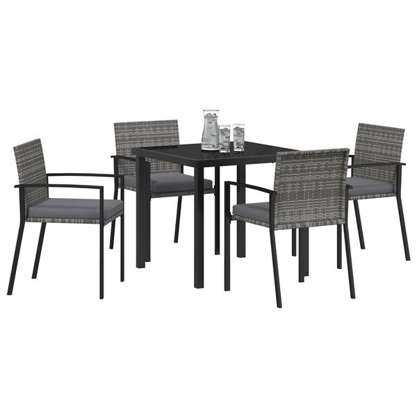 Grote foto vidaxl tuin eetset 5 pcs grijs poly riet tuin en terras tuinmeubelen