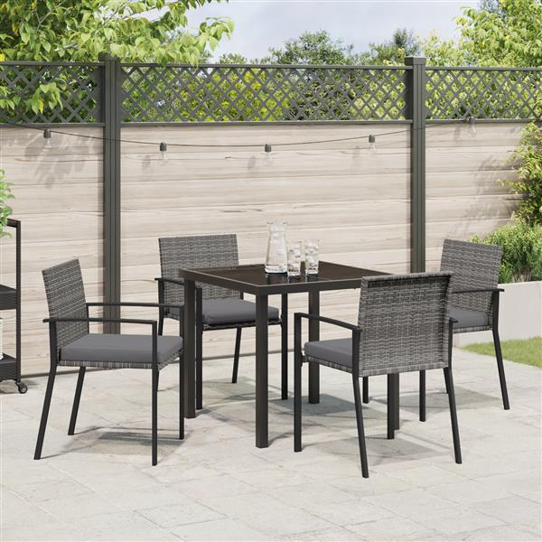 Grote foto vidaxl tuin eetset 5 pcs grijs poly riet tuin en terras tuinmeubelen