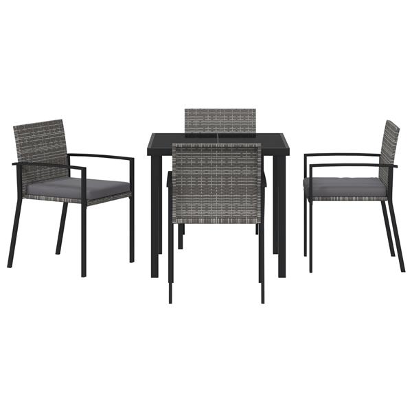 Grote foto vidaxl tuin eetset 5 pcs grijs poly riet tuin en terras tuinmeubelen
