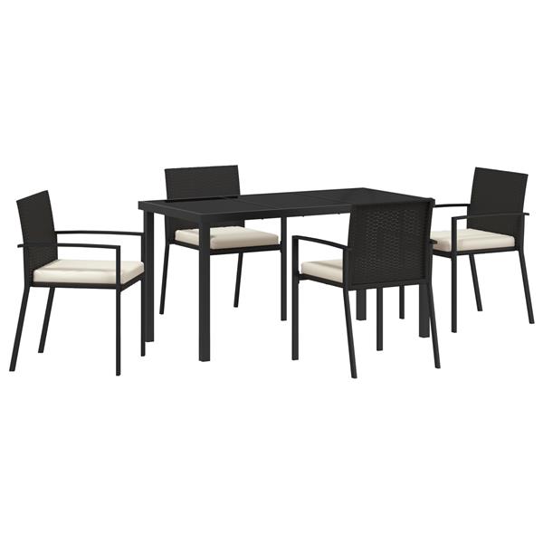 Grote foto vidaxl tuin eetset 5 pcs zwart poly riet tuin en terras tuinmeubelen