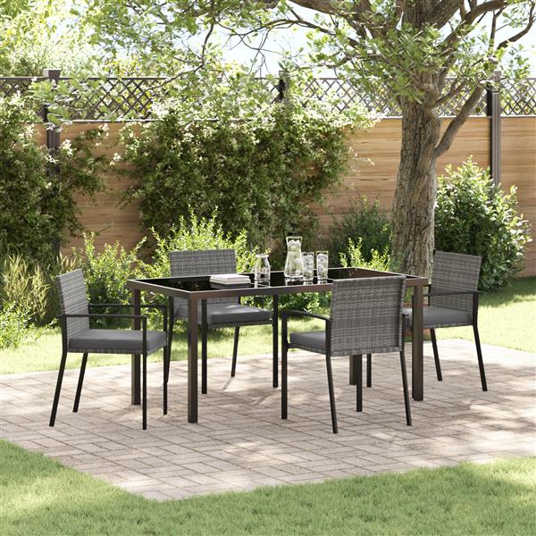 Grote foto vidaxl tuin eetset 5 pcs grijs poly riet tuin en terras tuinmeubelen