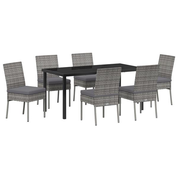 Grote foto vidaxl tuin eetset 7 pcs grijs poly riet tuin en terras tuinmeubelen