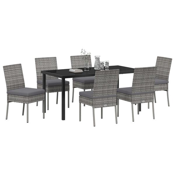 Grote foto vidaxl tuin eetset 7 pcs grijs poly riet tuin en terras tuinmeubelen