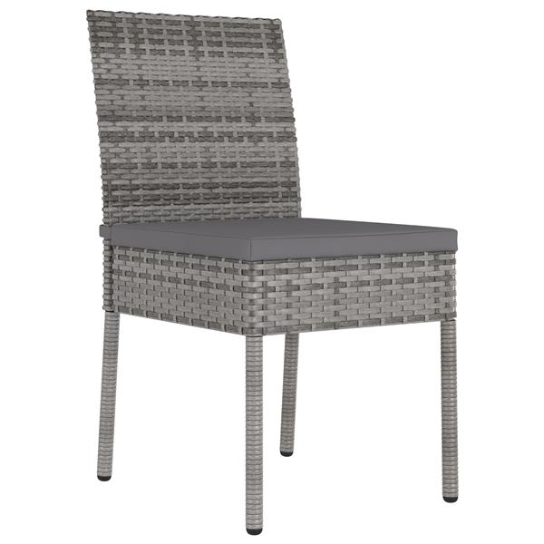 Grote foto vidaxl tuin eetset 7 pcs grijs poly riet tuin en terras tuinmeubelen