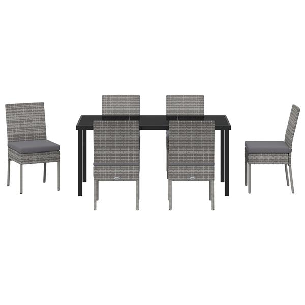 Grote foto vidaxl tuin eetset 7 pcs grijs poly riet tuin en terras tuinmeubelen