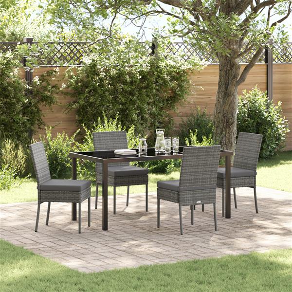 Grote foto vidaxl tuin eetset 5 pcs grijs poly riet tuin en terras tuinmeubelen
