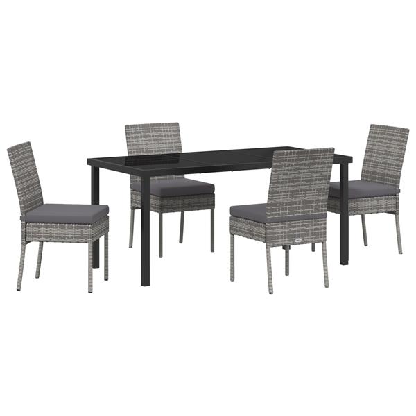 Grote foto vidaxl tuin eetset 5 pcs grijs poly riet tuin en terras tuinmeubelen