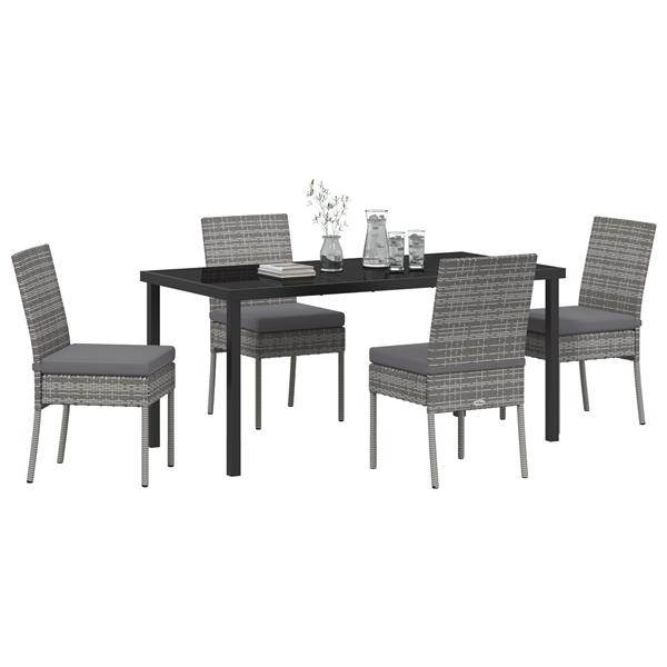 Grote foto vidaxl tuin eetset 5 pcs grijs poly riet tuin en terras tuinmeubelen
