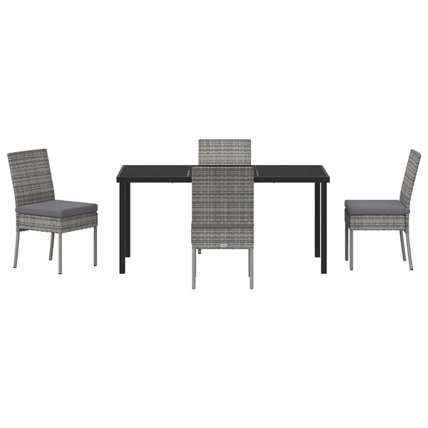 Grote foto vidaxl tuin eetset 5 pcs grijs poly riet tuin en terras tuinmeubelen
