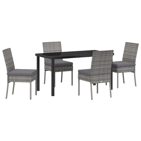 Grote foto vidaxl tuin eetset 5 pcs grijs poly riet tuin en terras tuinmeubelen