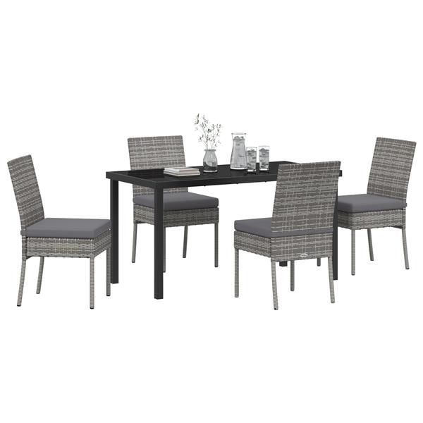 Grote foto vidaxl tuin eetset 5 pcs grijs poly riet tuin en terras tuinmeubelen