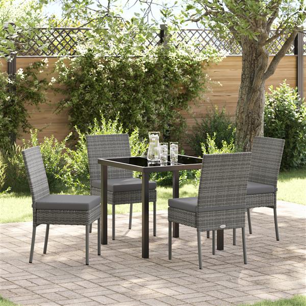 Grote foto vidaxl tuin eetset 5 pcs grijs poly riet tuin en terras tuinmeubelen