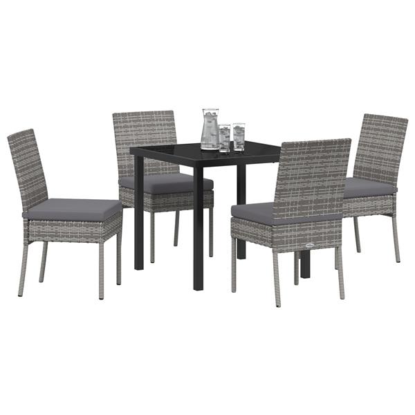 Grote foto vidaxl tuin eetset 5 pcs grijs poly riet tuin en terras tuinmeubelen