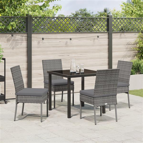 Grote foto vidaxl tuin eetset 5 pcs grijs poly riet tuin en terras tuinmeubelen