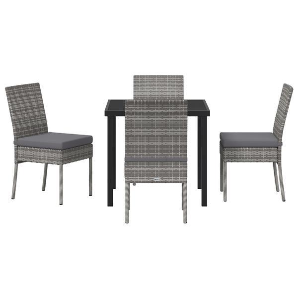 Grote foto vidaxl tuin eetset 5 pcs grijs poly riet tuin en terras tuinmeubelen